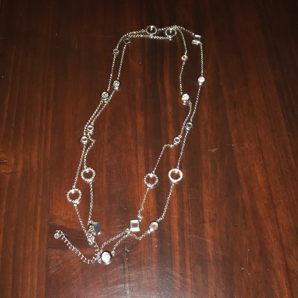 Long silver necklace